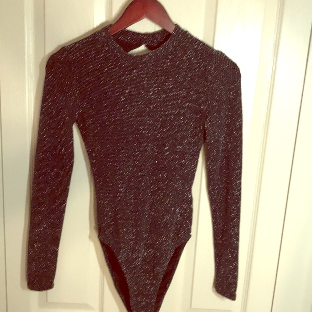 Sparkly black  backless  body suit